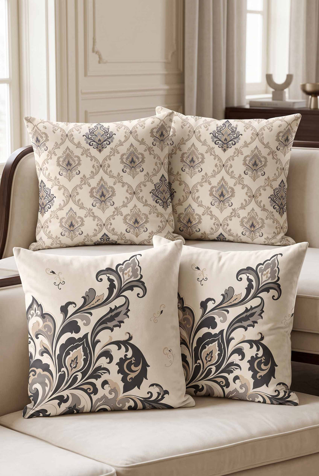 Royal Damask Cushion Covers & Table Runner Gift Set – 7 Pieces