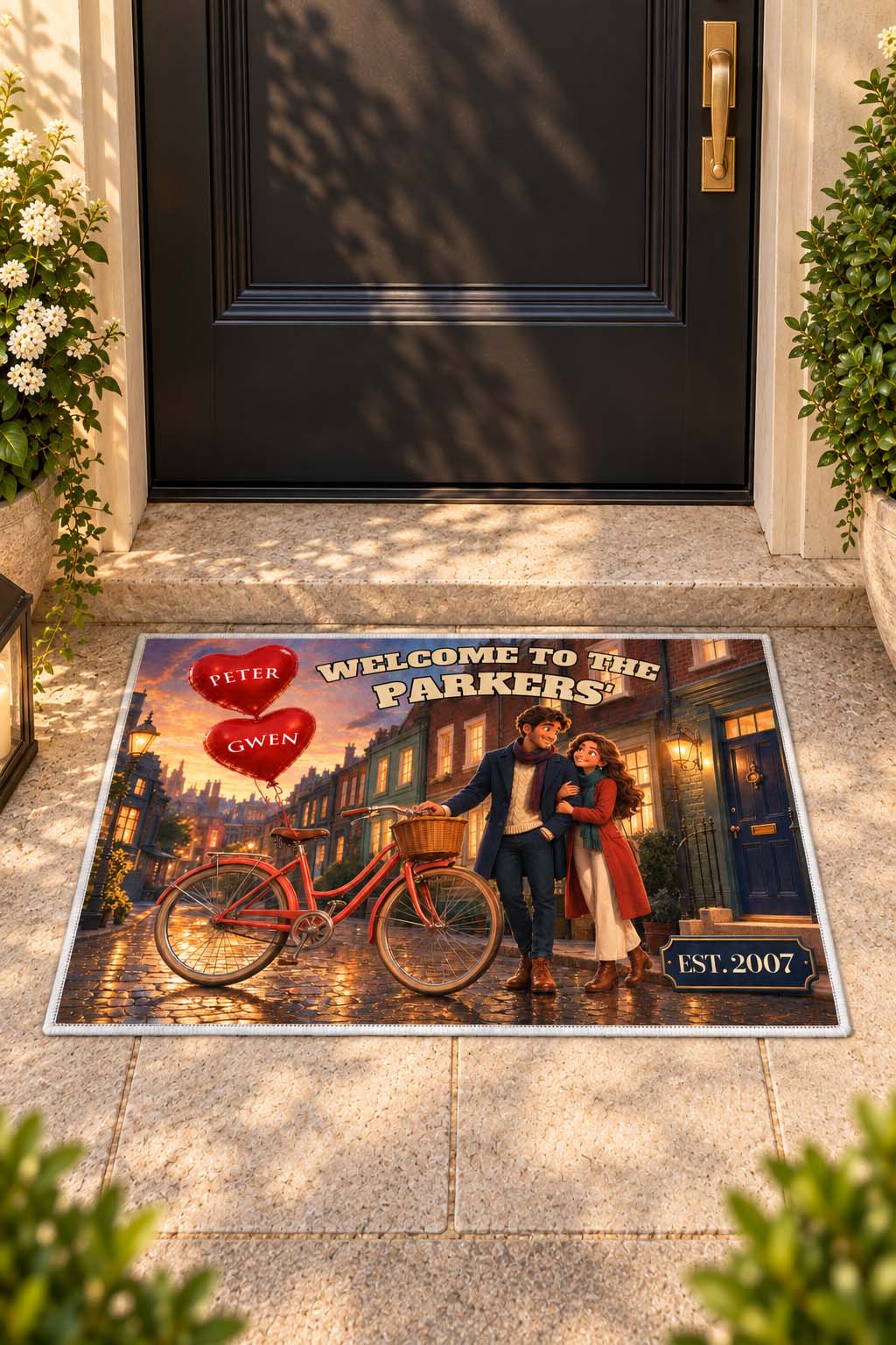 Enjoy the Journey Personalised Couple’s Bicycle Doormat – Custom Names & Established Year