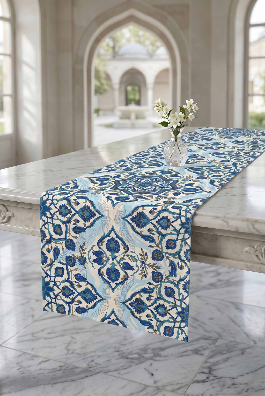 Olive & Iznik Cushion Covers & Table Runner Gift Set – 7 Pieces