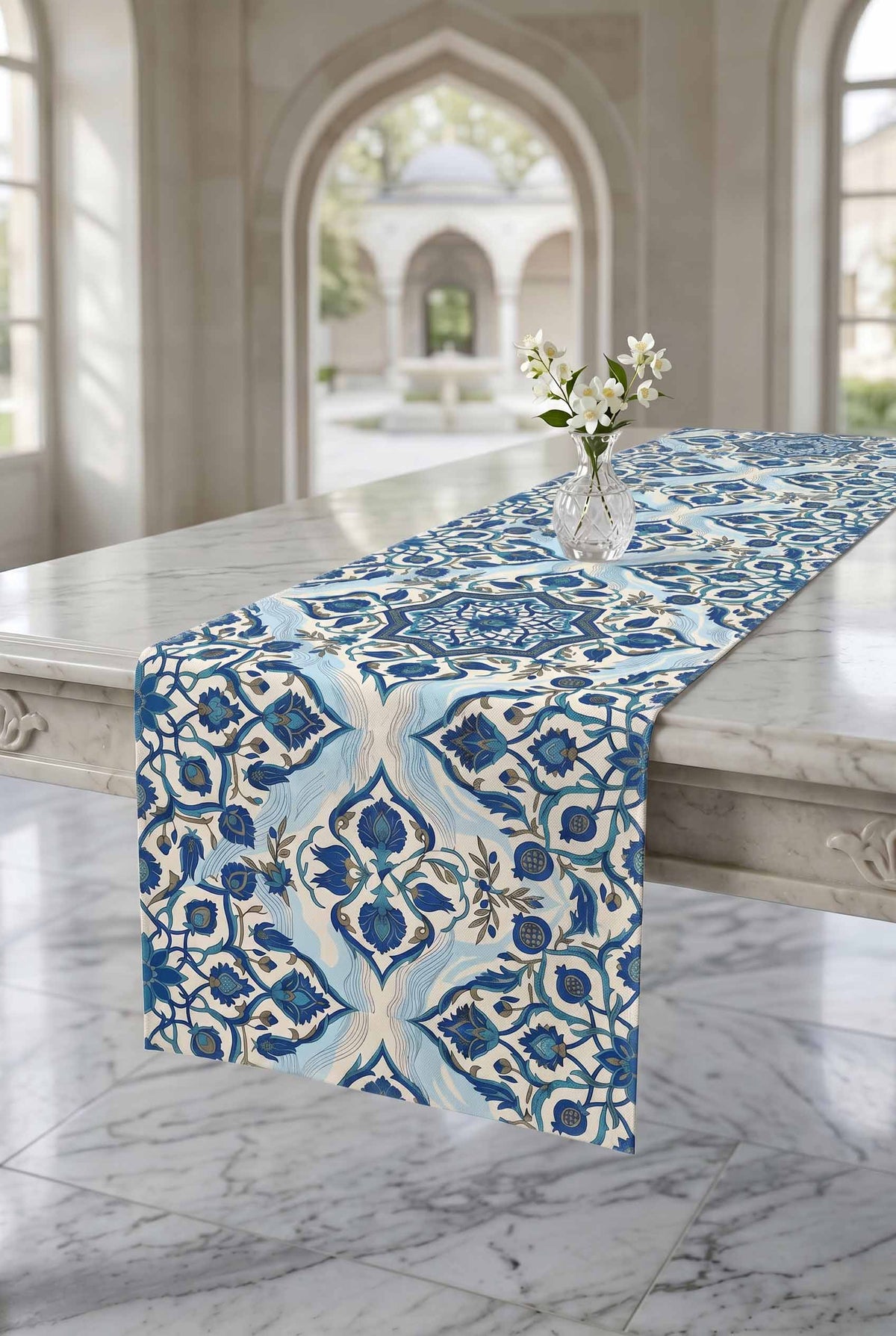 Olive & Iznik Cushion Covers & Table Runner Gift Set – 7 Pieces