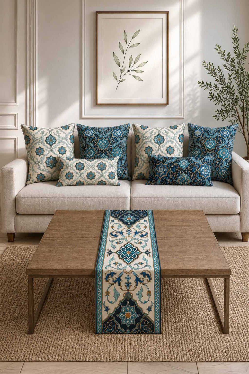 Seljuk Heritage Cushion Covers & Table Runner Gift Set – 7 Pieces