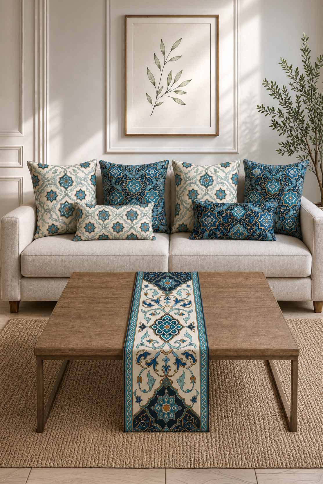 Seljuk Heritage Cushion Covers & Table Runner Gift Set – 7 Pieces